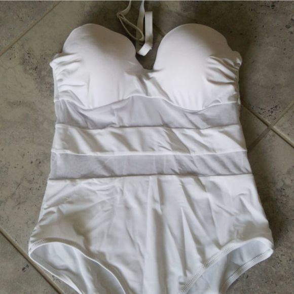 Solid Black Mesh Plus Size Swimwear Women One Piec - Picture 3 of 5